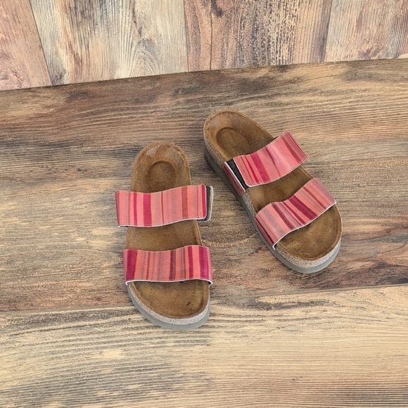 Naot Shoes - Naot Women's Bianca Red Stripe Double-Strap Sandals 37           AB146